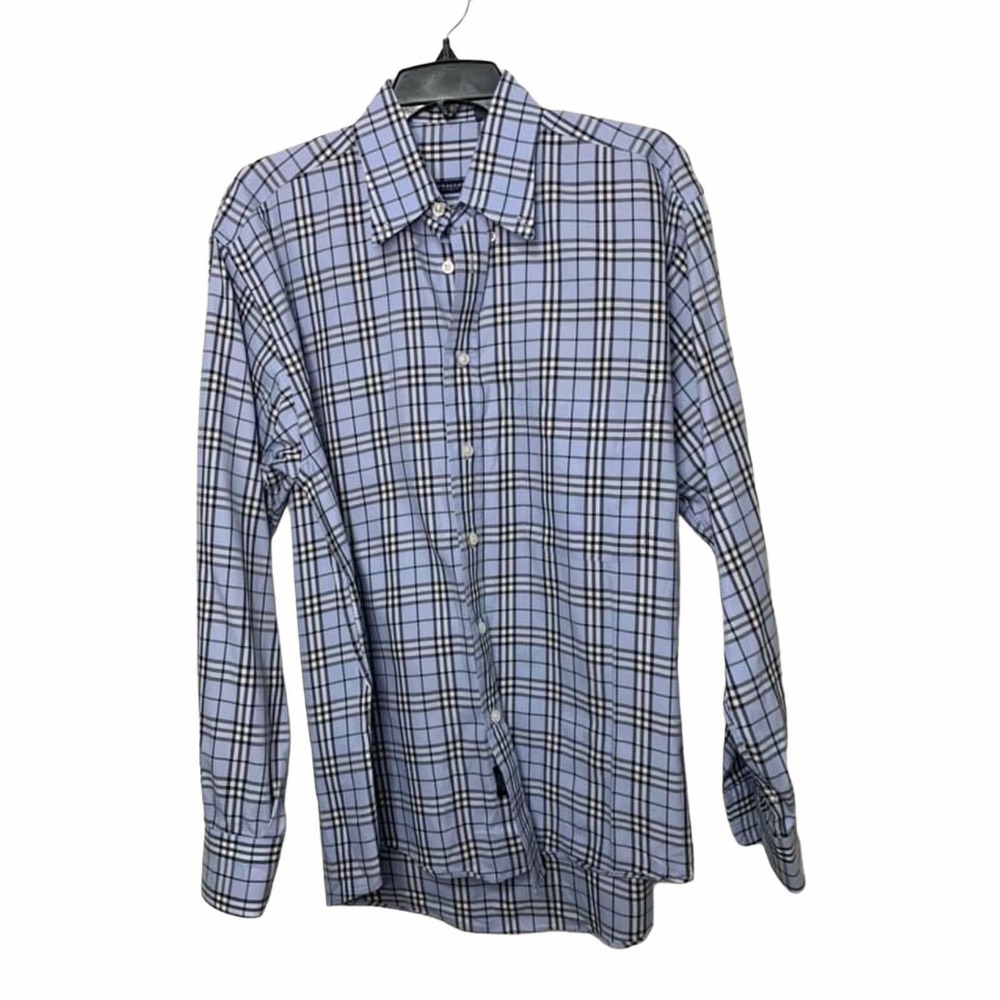 Old Money Preppy Burberry London Blue Nova Check Cotton Shirt men's Medium
